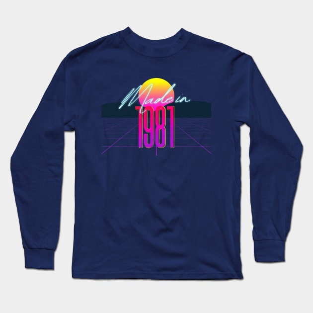 Made In 1981 ∆∆∆ VHS Retro 80s Outrun Birthday Design Long Sleeve T-Shirt by DankFutura